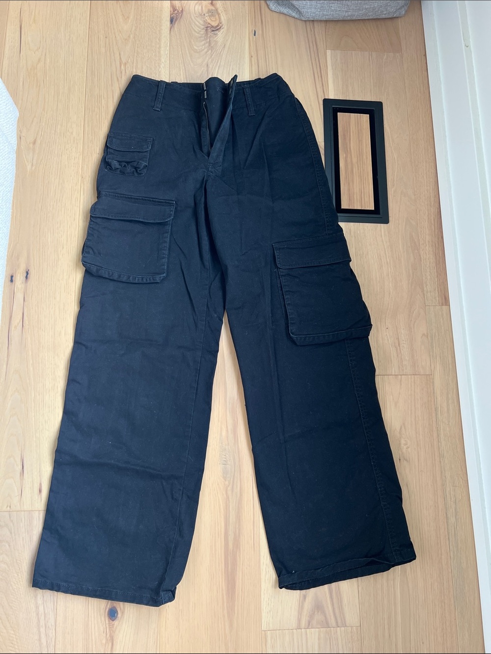 TNA Black Wide-Leg Cargo Pants